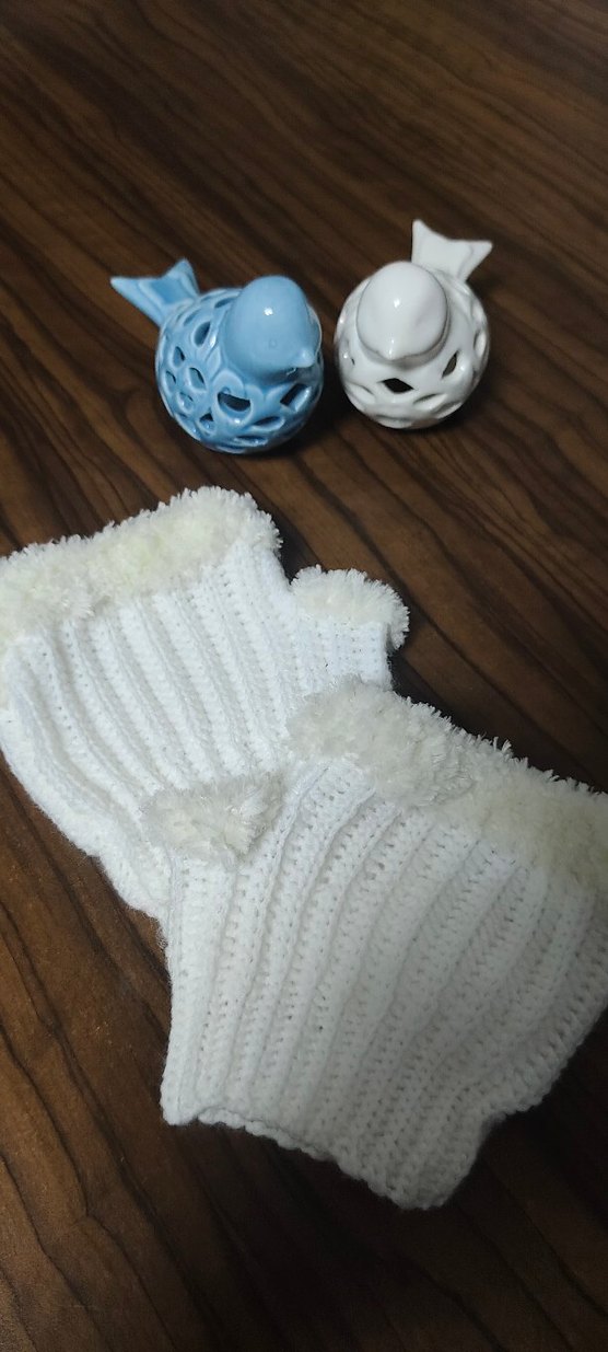 Beyaz Örgü Kadın Eldiveni - Görsel 2