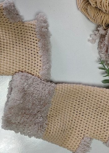 Bohem Tarzı Beyaz Örgü Parmaksız Eldiven - Görsel 5