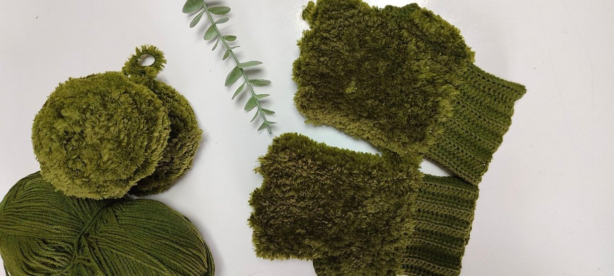 Yeşil Örgü Bohem Kadın Eldiveni - Görsel 5