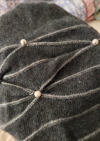 Gri Örgü Kadın Bere - Görsel 3