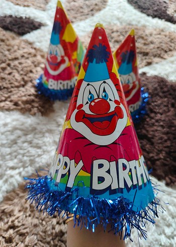 Renkli Palyaço Temalı Doğum Günü Şapkası - Görsel 5