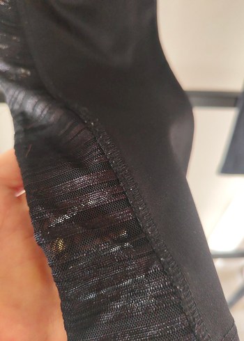 Siyah Kadın Spor Tayt Velcro Detaylı - Görsel 5