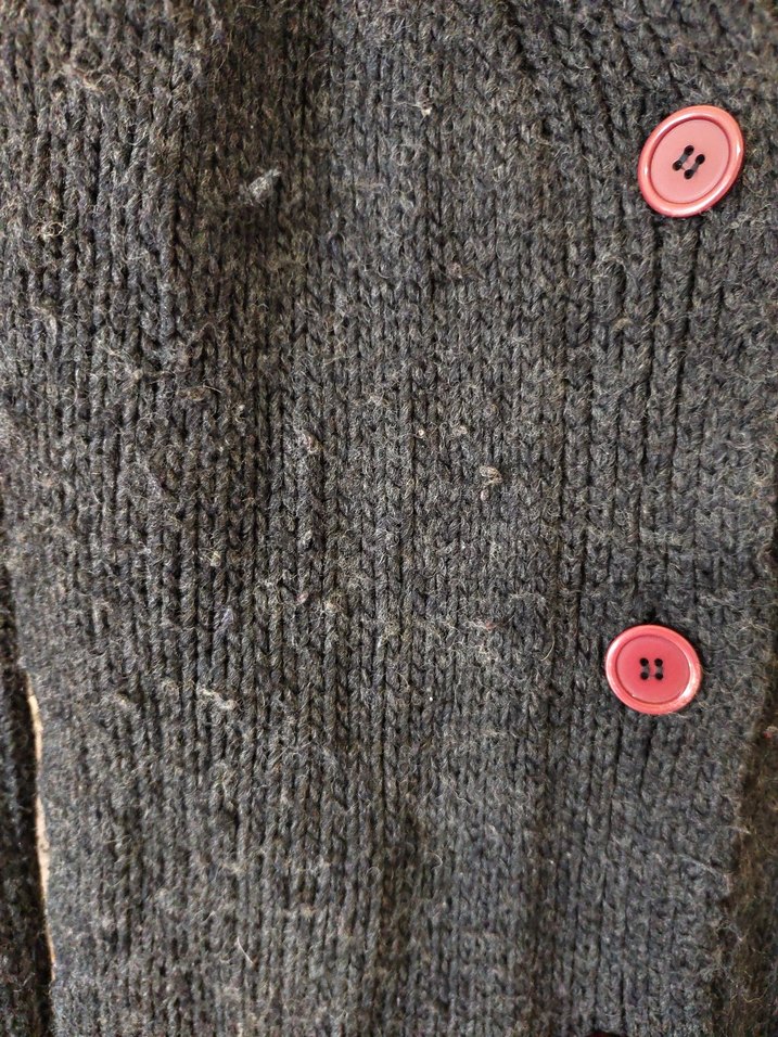Düğmeli Gri Midi Yün Kadın Hırka - Görsel 4