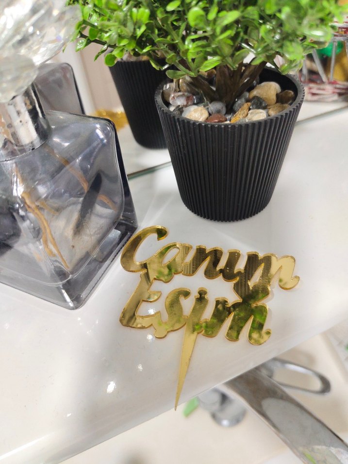 canım eşim pasta süsü gold - Görsel 3