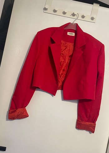 Kırmızı Mini Kadın Blazer Ceket