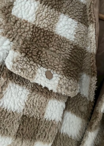 Kahverengi Ekoseli Kürklü Kadın Ceket - Görsel 3