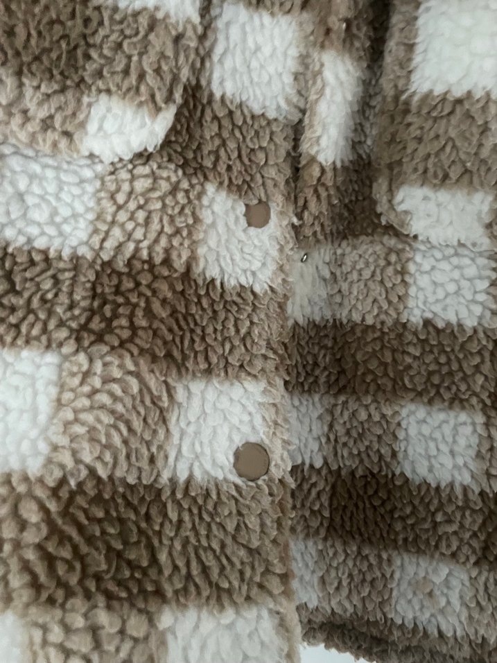 Kahverengi Ekoseli Kürklü Kadın Ceket - Görsel 4