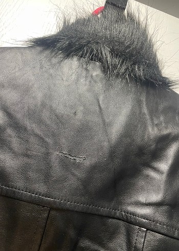 Kadın Siyah Deri Uzun Kürklü Ceket - Görsel 3