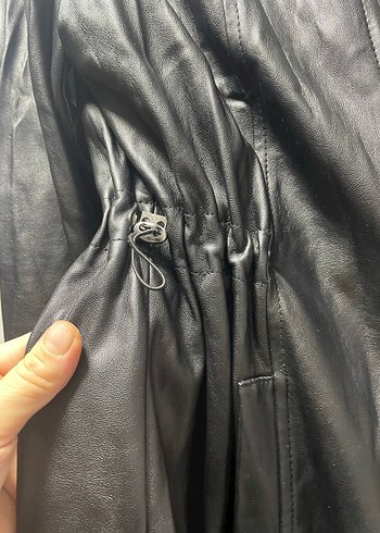 Kadın Siyah Deri Uzun Kürklü Ceket - Görsel 10