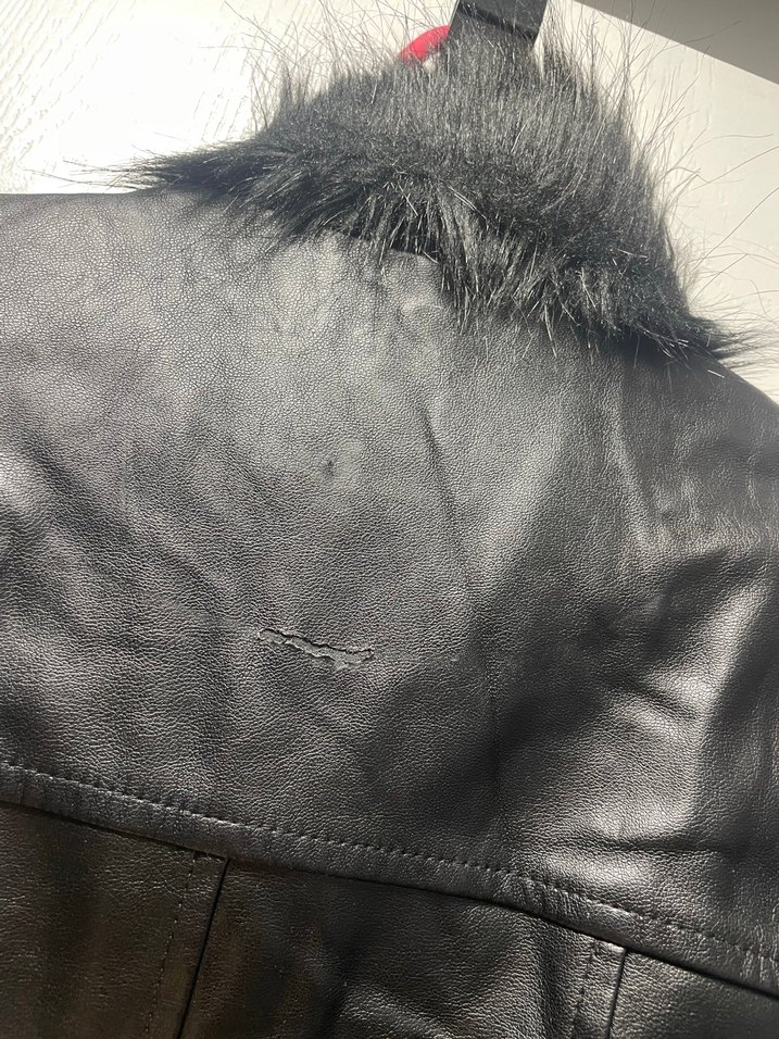 Kadın Siyah Deri Uzun Kürklü Ceket - Görsel 3