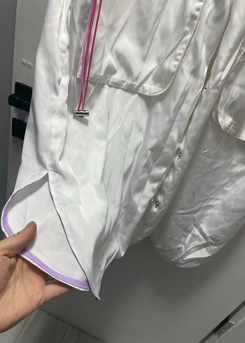 Uzun Kollu Beyaz Midi Kadın kap - Görsel 5