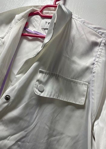 Uzun Kollu Beyaz Midi Kadın kap - Görsel 6