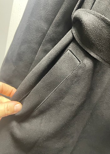 Siyah Süet Kadın Uzun Ceket - Görsel 4