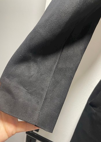 Siyah Süet Kadın Uzun Ceket - Görsel 5