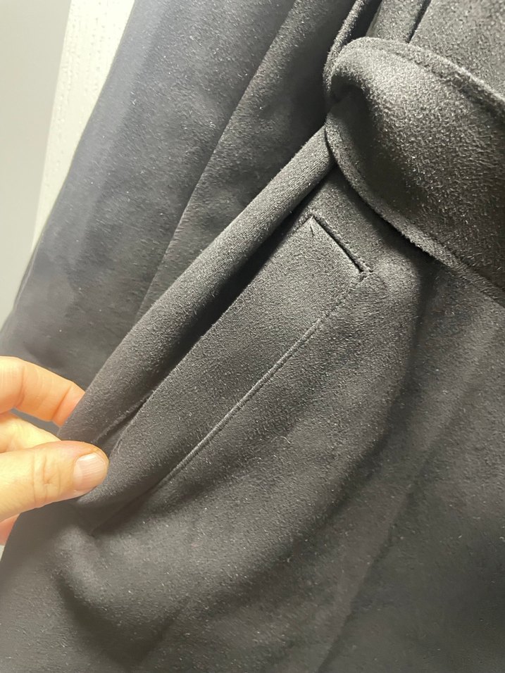 Siyah Süet Kadın Uzun Ceket - Görsel 4