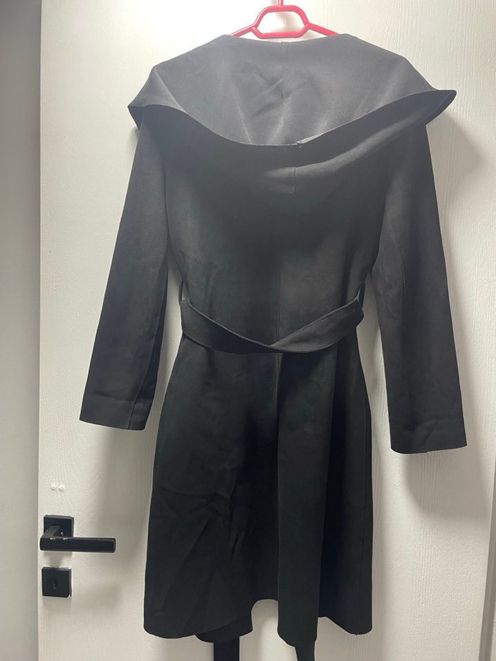 Siyah Süet Kadın Uzun Ceket - Görsel 2