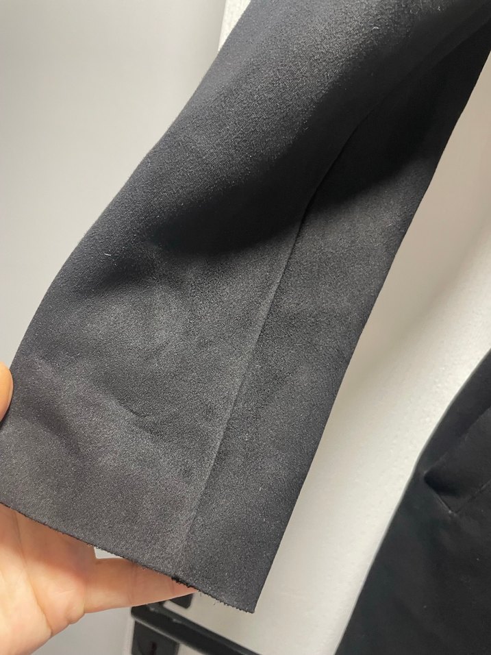 Siyah Süet Kadın Uzun Ceket - Görsel 5