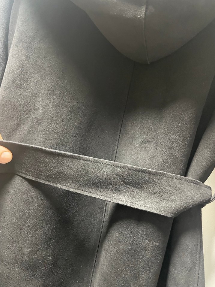 Siyah Süet Kadın Uzun Ceket - Görsel 3