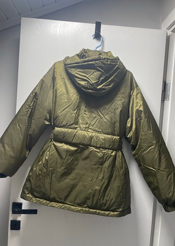 Camel yeşil Kemerli Kadın mont - Görsel 9