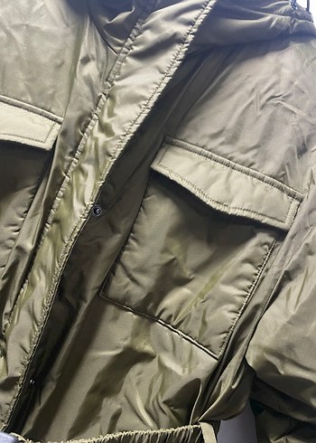 Camel yeşil Kemerli Kadın mont - Görsel 7