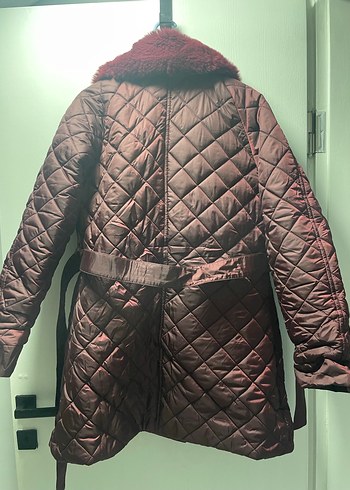 Bordo Kürklü Kadın Kışlık Mont - Görsel 6