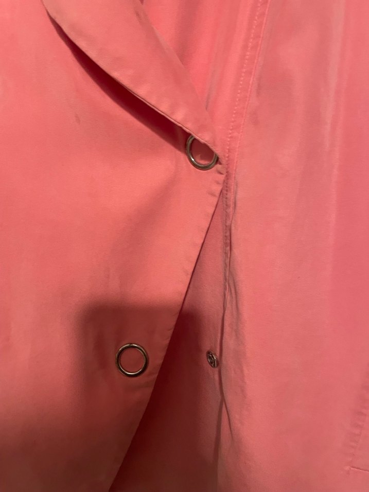 Düğmeli Pembe Midi Kadın Keten Ceket - Görsel 4