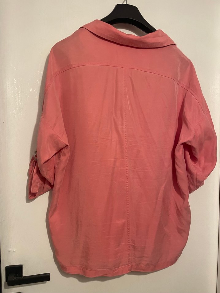 Düğmeli Pembe Midi Kadın Keten Ceket - Görsel 3