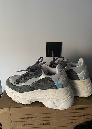 Gri Platform Topuklu Kadın Spor Ayakkabı - Görsel 2