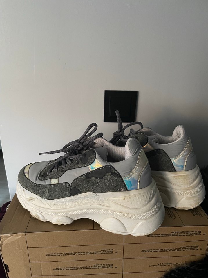 Gri Platform Topuklu Kadın Spor Ayakkabı - Görsel 2