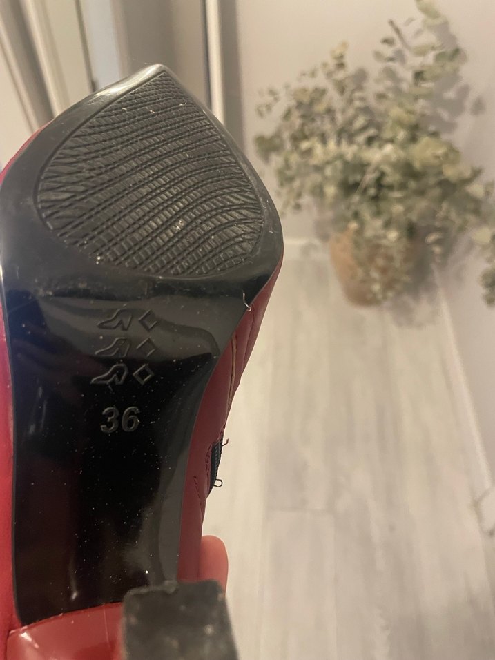 Bordo Deri Stiletto Topuklu Kadın Bot - Görsel 5