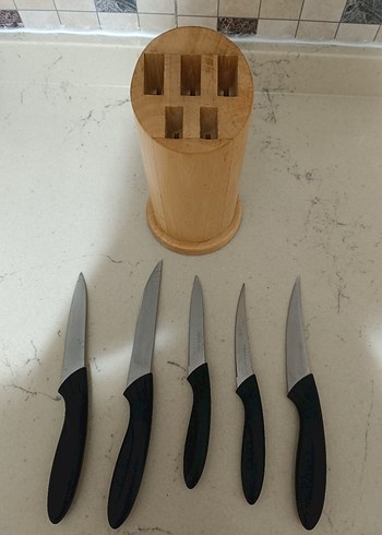 Siyah Saplı Bıçak Seti ve Ahşap Stand - Görsel 3