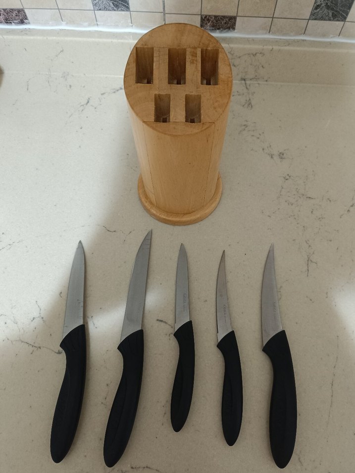 Siyah Saplı Bıçak Seti ve Ahşap Stand - Görsel 3