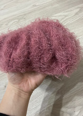 Pembe Örgü Kadın Bere - Görsel 3