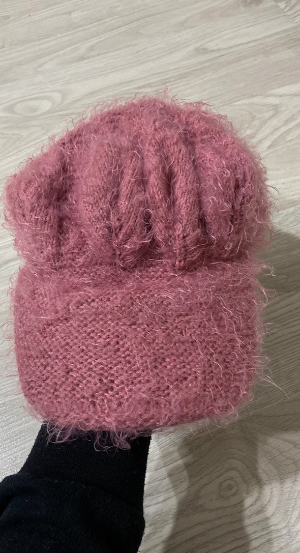 Pembe Örgü Kadın Bere - Görsel 2