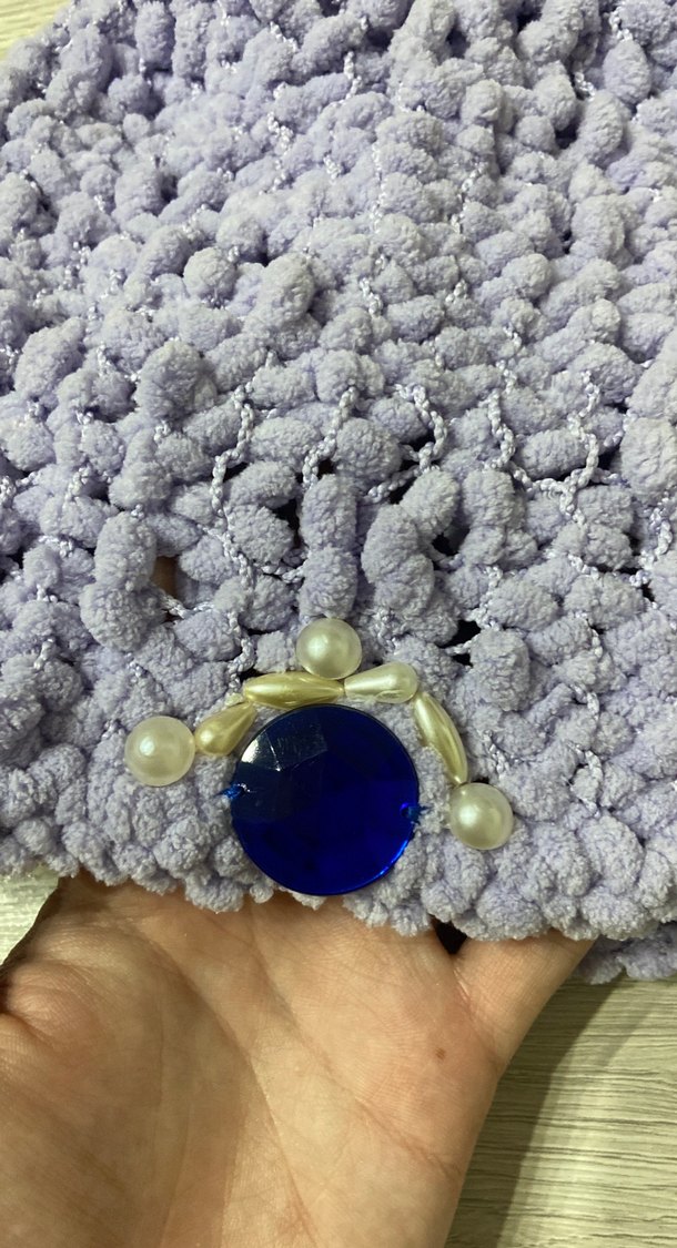 Örgü Mor Kadın Bere İnci Detaylı - Görsel 2