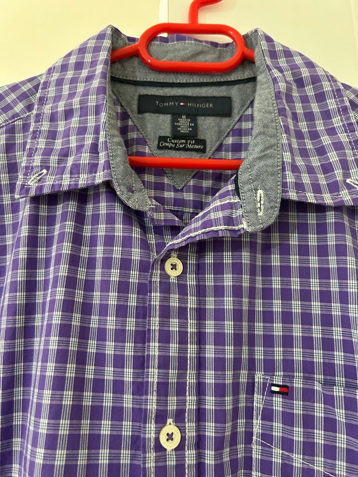 TOMMY HILFIGER Mor Kareli Kısa Kollu Erkek Gömlek - Görsel 3