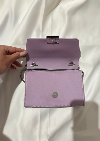 Mor Deri Kadın Çanta Tokalı Modern - Görsel 4