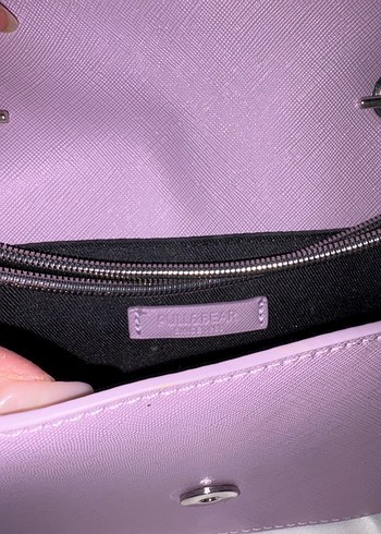 Mor Deri Kadın Çanta Tokalı Modern - Görsel 5