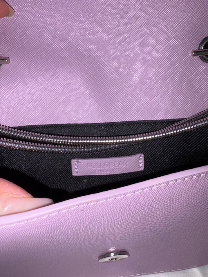 Mor Deri Kadın Çanta Tokalı Modern - Görsel 5