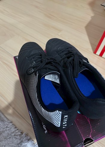 Erkek Siyah Zebra Desenli Bağcıklı Futbol Ayakkabısı Krampon - Görsel 4