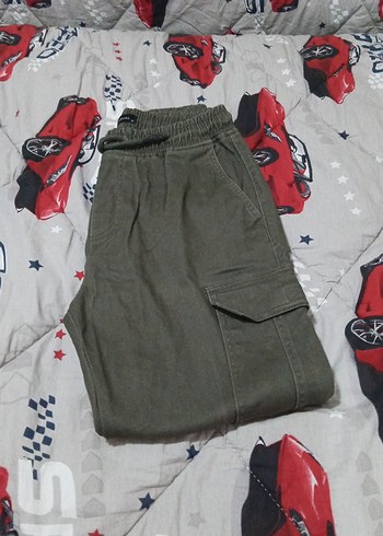 Kadın Gri Kamuflaj Kemerli Rahat Pantolon - Görsel 3