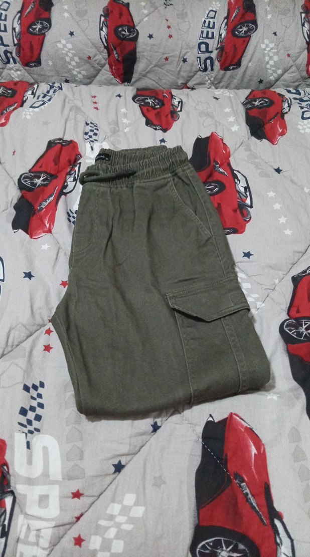 Kadın Gri Kamuflaj Kemerli Rahat Pantolon - Görsel 3