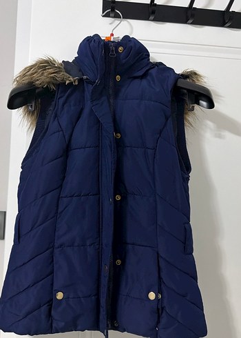 Kürk Detaylı Lacivert Kadın Yelek - Görsel 4