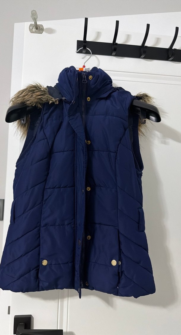 Kürk Detaylı Lacivert Kadın Yelek - Görsel 4