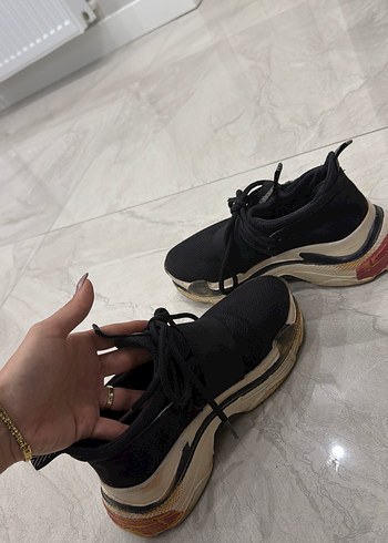 Siyah Platform Topuklu Spor Ayakkabı - Görsel 4