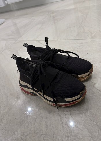 Siyah Platform Topuklu Spor Ayakkabı - Görsel 6