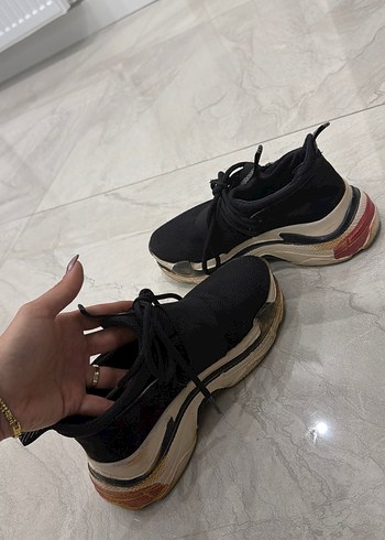 Siyah Platform Topuklu Spor Ayakkabı - Görsel 5