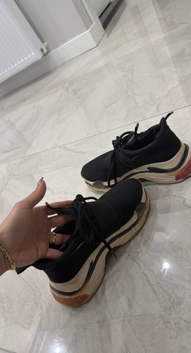 Siyah Platform Topuklu Spor Ayakkabı - Görsel 4