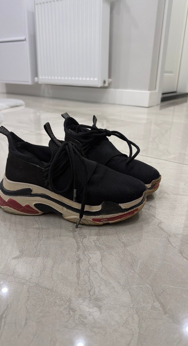 Siyah Platform Topuklu Spor Ayakkabı - Görsel 2