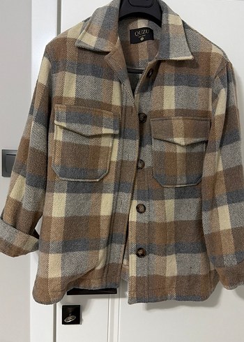 Düğmeli Çizgili Kahverengi Kadın Gömlek - Görsel 5